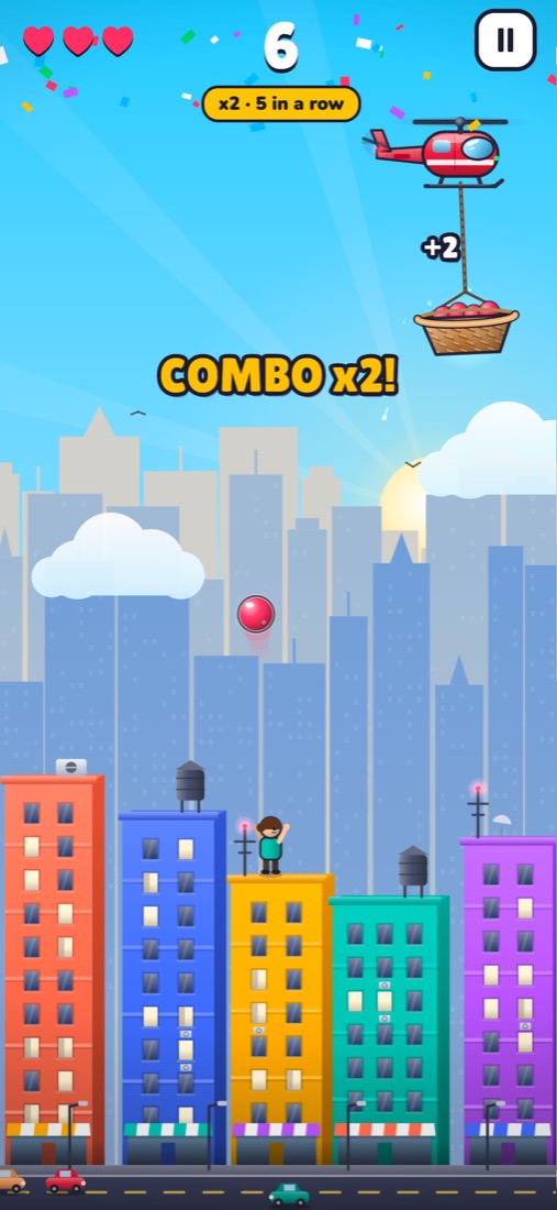 A combo in Sunny Downtown, the basket swinging under the heli